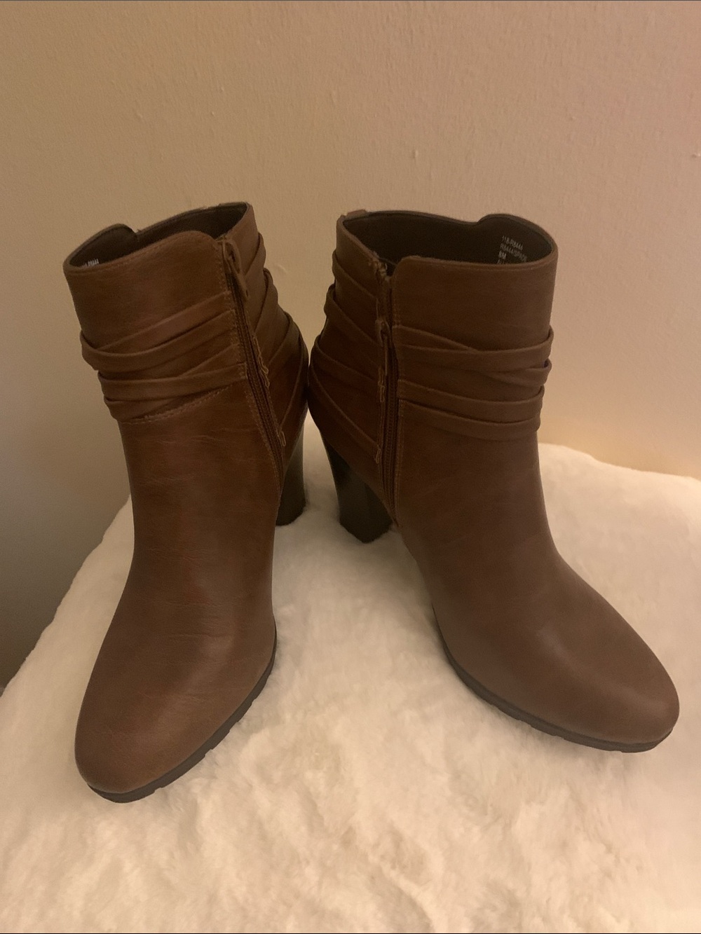 Women’s Brown Ankle Booties with Stacked Heel